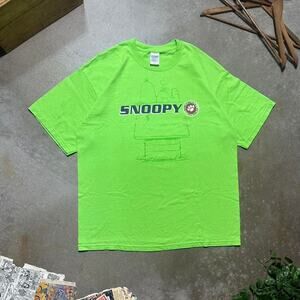 Vintage Y2K Snoopy Charlie Brown Tee Mens XL Green Dog Comedy Humor Funny Shirt